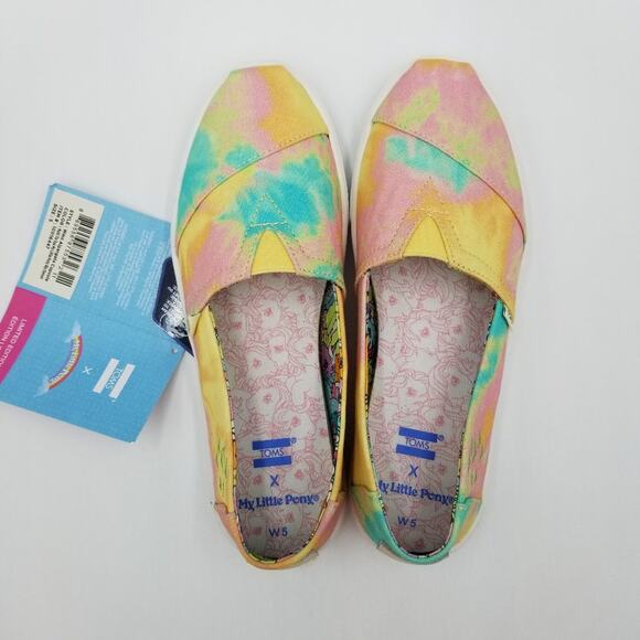 TOMS Tie Dye My Little Pony Shoes Womens 5 Sky Dancer Slip On Limited Edition - Picture 3 of 14